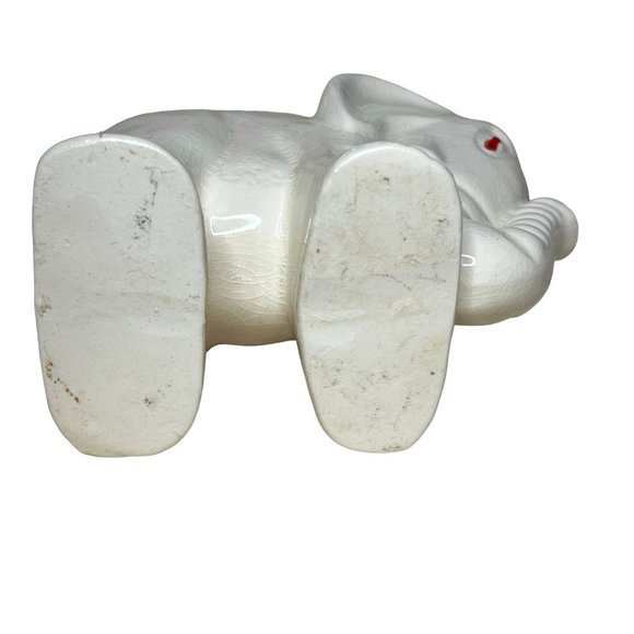 Vintage White Elephant Ceramic Planter Trunk Up - Picture 7 of 7